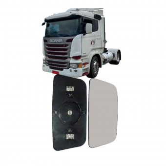 Lente retrovisor com desembaçador / Scania   - Código 8393-1-1